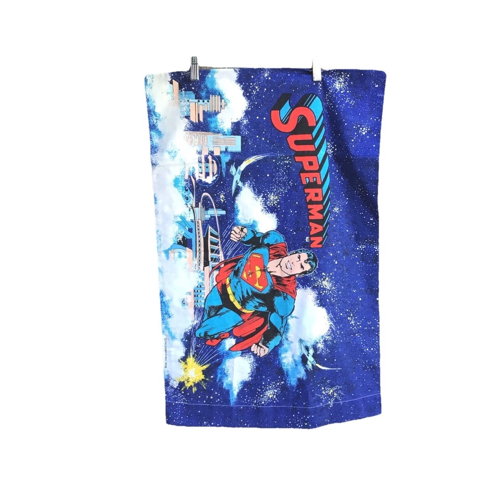 Vintage Superman Pillowcase Space Cityscape DC Comics USA Standard Size